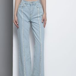 NA-KD Women Fringed Detail Wide Leg Jeans-image-43