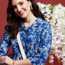Anouk Floral Print Fit & Flare Midi Dress-image-8