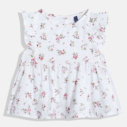 YK Girls Floral Print Flutter Sleeves A-Line Dress-image-6