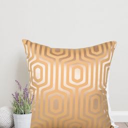 Home Mustard Yellow & Silver Toned Geometric Cotton Square Cushion Cover-image-18