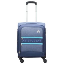 Aristocrat Apache Blue Solid Soft Cabin Trolley Bag - 39 cm-image-25