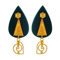 P.C. Chandra Jewellers 22k Gold Tear Shape Pola Adorned With Drop Earrings-image-16