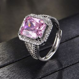 Designs & You Silver-Plated American Diamond Studded Rectangular Finger Ring-3