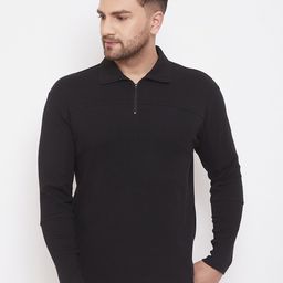 Hypernation Men Black Solid Polo Collar T-shirt-picture-26