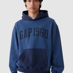 GAP Men Brand Logo Printed Hooded Sweatshirt With Kangaroo Pocket-image-45