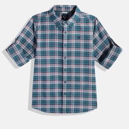 Allen Solly Junior Boys Tartan Checked Pure Cotton Casual Shirt-image-60