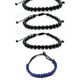 Dynamic Retail Global Set of 4 Balck & Blue Men Cuff Bracelet-image-59
