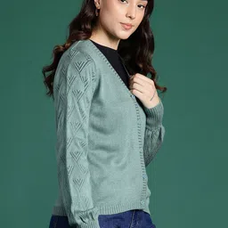 DressBerry Acrylic Knitted Cardigan-image-3