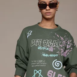 The Roadster Lifestyle Co. Printed Raglan Sleeve Sweatshirt-picture-1