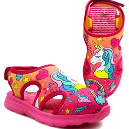 KazarMax Unicorn & Heart With Star Printed Sandals - Pink-image-98