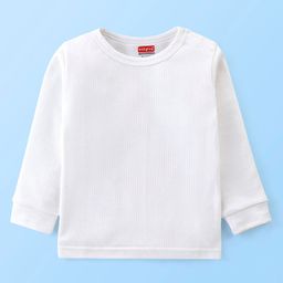 Babyhug Cotton Full Sleeves Thermal Vest Solid- Off White-image-29