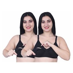 Elite Mom Pack Of 2 Solid Maternity Nursing Bra - Black-11