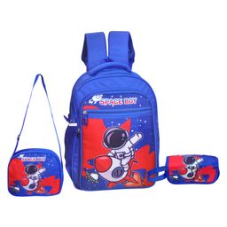 Happile Space Blue Bagpack Combo For Kids Sling Bag Pencil Pouch School Bag For Kids Upto Class 4th - 15 Inches-image-8