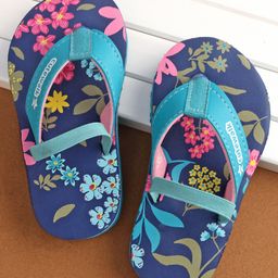 Cute Walk by Babyhug Back Strap Slip On Flip Flops with Floral Design - Blue-image-68