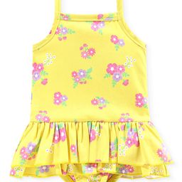 Babyhug V Cut Sleeveless Frock Style Swimsuit Floral Print - Yellow-image-5