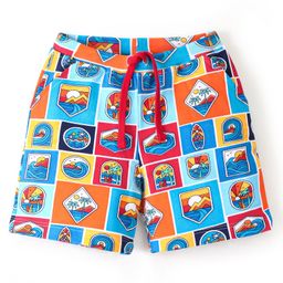 Babyhug Cotton Looper Mid Thigh Length Shorts Sun Rise Print -Multicolour-image-65