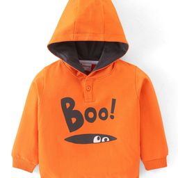 Babyhug 100% Cotton Knit Full Sleeves Sweatshirt with Hood & Halloween Graphics - Orange-picture-16