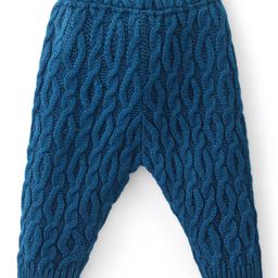 Babyhug Cable Knit Design Fleece & Woollen Pant Solid Colour - Teal Blue-image-67