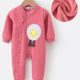 Kookie Kids Full Sleeves Winter Wear Romper with Applique - Coral-picture-31