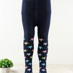 Cute Walk by Babyhug Antibacterial Footie Tights with Star   Design - Black-image-86