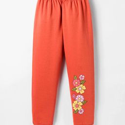 Tango Knit Full Length Floral Printed Fleece Pant - Rust Orange-picture-21