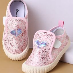 Cute Walk by Babyhug Velcro Closure Casual Shoes with Heart Applique - Pink-picture-41