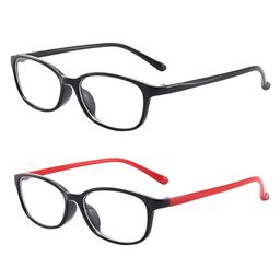 SYGA Pack of 2 Kids Anti-Blue Light Blocking Lightweight Retro Round Glasses for Age 6 to 12 Years old (Black & Red)-image-68