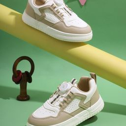 TRUFFLE COLLECTION Colour Blocked With Rotating Button Closure Sneakers - Beige-image-50