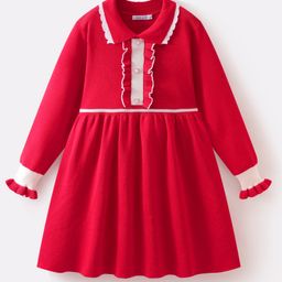 Mark & Mia Full Sleeves Solid Woollen Dress - Red-picture-9