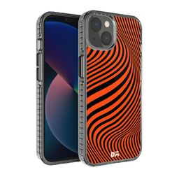 DailyObjects Black & Red Printed  Tangerine Waves Hybrid Clear iPhone 13 Phone Case image 1