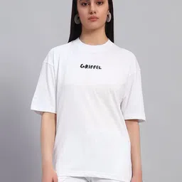 GRIFFEL Typography Printed Drop-Shoulder Sleeves Oversized Cotton Ultralite T-shirt-13