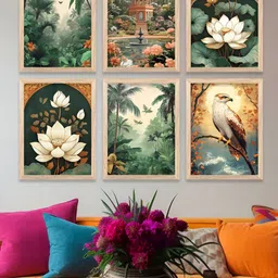 Kotart Brown & Green 6 and more Piece Wood Floral and Botanical Wall Paintings-image-50