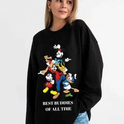 RAYACLOSET Women Mickey & Friends Printed Oversized Sweatshirt-picture-25