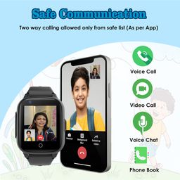 SeTracker Connect2kidz SETRCK4GW Touch Screen Safe Voice & Video Calling Smartwatch- Black | 1.4" HD Display | Splash Resistant | Area Location | SOS & Voice Call | Voice Chat | Remote Camera image 2