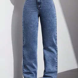 PLUS 91 Women Comfort Straight Fit High-Rise Low Distress Stretchable Jeans-image-19