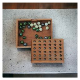 Mittimate Wooden Marble 3 Tie (Connect 4) Portable 2-Player Strategy Board Game for Kids (6+) | Fun, Educational & Mind-Challenging Toy image 3