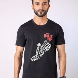 Loopers Typography Printed Round Neck Cotton T-shirt-image-76