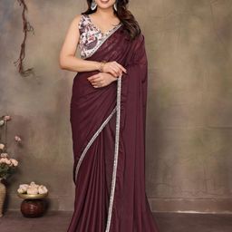 ODETTE Sequinned Poly Georgette Saree-picture-22