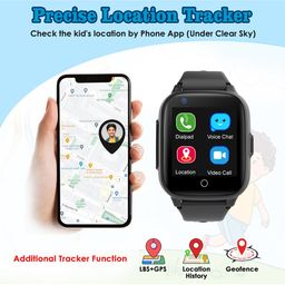 SeTracker Connect2kidz SETRCK4GW Touch Screen Safe Voice & Video Calling Smartwatch- Black | 1.4" HD Display | Splash Resistant | Area Location | SOS & Voice Call | Voice Chat | Remote Camera image 4