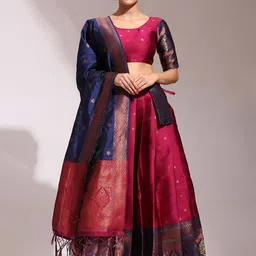 DIVASTRI Semi-Stitched Lehenga & Unstitched Blouse With Dupatta-picture-3