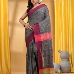 DESH BIDESH Pure Cotton Handloom Taant Saree-image-15