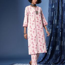 Taavi Block Print Legacy Pure Cotton Floral Printed Kurta With Trousers & With Dupatta image 4