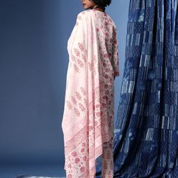 Taavi Block Print Legacy Pure Cotton Floral Printed Kurta With Trousers & With Dupatta image 3
