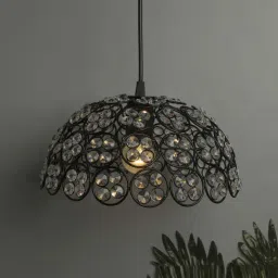 Homesake Black Half Globe Crystal Hanging Lamp - Set of 1-image-97