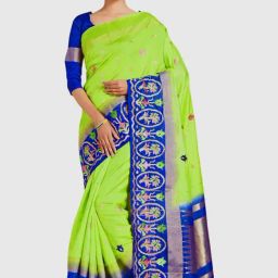 Mimosa Green Embroidered Sarees With Blouse-image-42