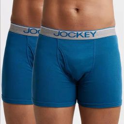 Jockey 8009 Dark Teal Super Combed Cotton Rib Boxer Briefs with Ultrasoft Waistband - Pack of 2-image-26