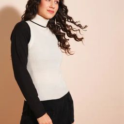 Globus Off White & Black Regular Fit Sweater-13