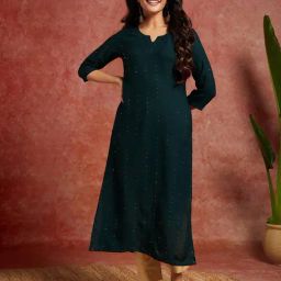Libas Dark Green Embellished Straight Kurta-picture-2