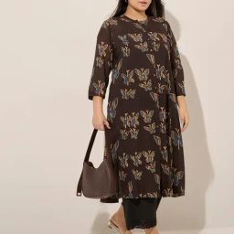 Diza by Westside Brown Butterfly Printed Cotton Straight Kurta-picture-40