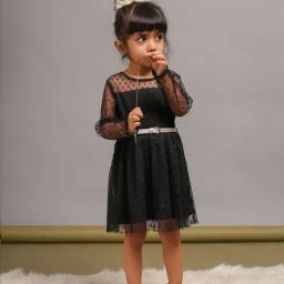 Budding Bees Girls Black Regular Fit Casual Dress-image-38